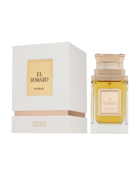 French Avenue El Dorado Extrait de Parfum 100ml unisex con scatola originale su sfondo bianco