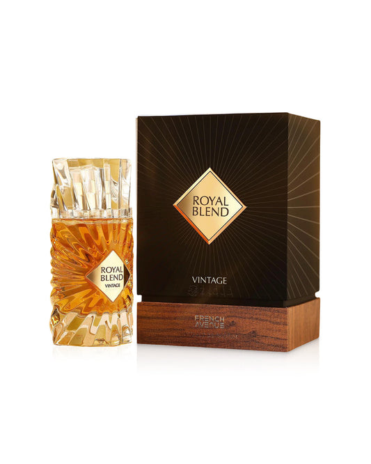 French Avenue Royal Blend Vintage Eau de Parfum 100ml unisex con scatola originale su sfondo bianco
