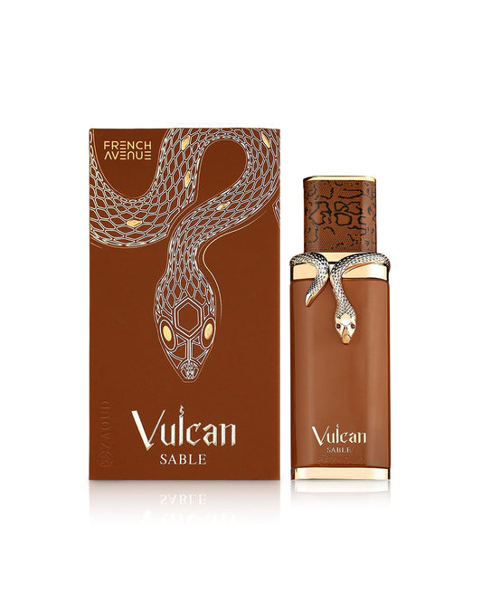 French Avenue Vulcan Sable Eau de Parfum 100ml unisex con scatola originale su sfondo bianco