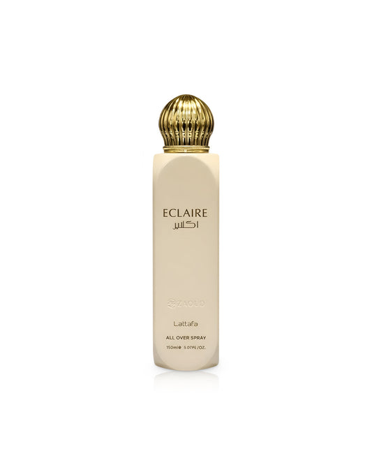 Lattafa Eclaire spray corpo profumato 150ml su sfondo bianco