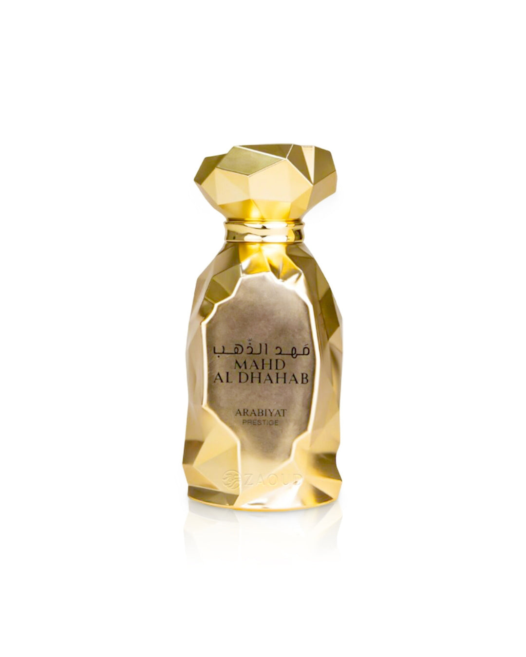 Flacone del profumo Arabiyat Prestige Mahd Al Dhahab Eau de Parfum 100ml unisex su sfondo bianco