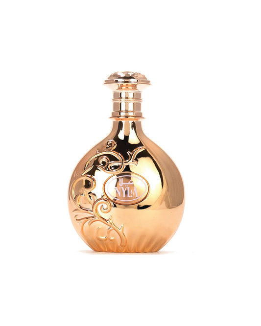 Flacone del profumo Arabiyat Prestige Nyla Eau de Parfum 80ml su sfondo bianco