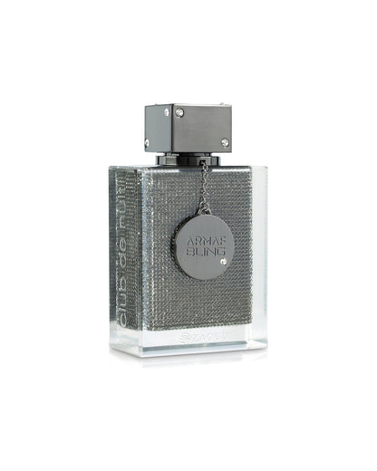 Flacone del profumo Armaf Club de Nuit Bling Eau de Parfum 75ml unisex su sfondo bianco