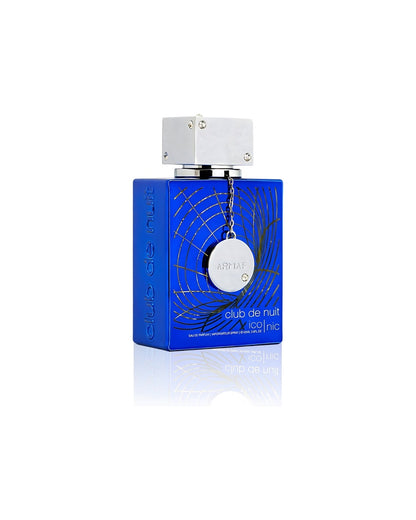 Flacone del profumo Armaf Club de Nuit Blue Iconic Eau de Parfum 105ml uomo su sfondo bianco