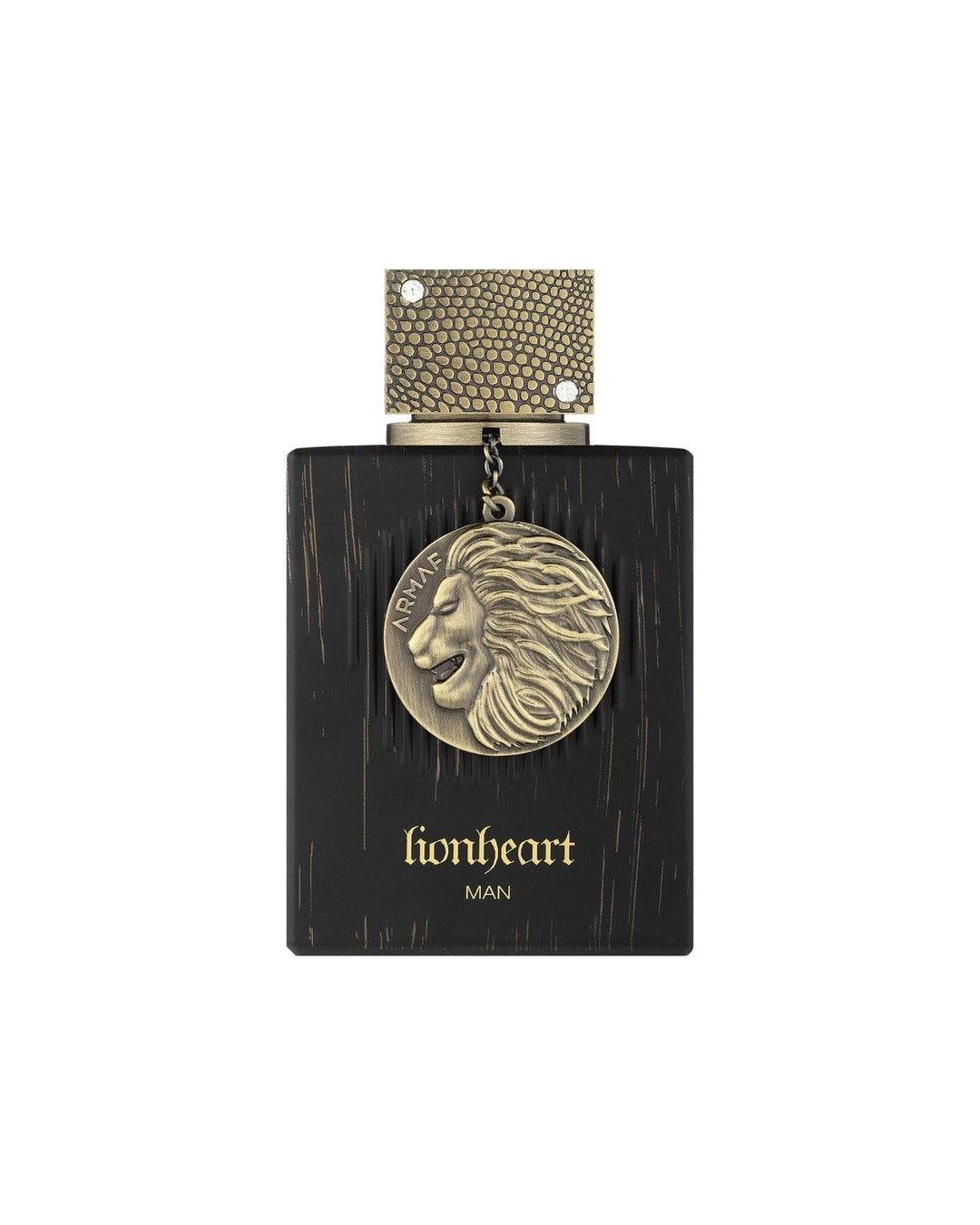 Flacone Armaf Club de Nuit Lionheart Man 100 ml nero con medaglione Armaf a testa di leone