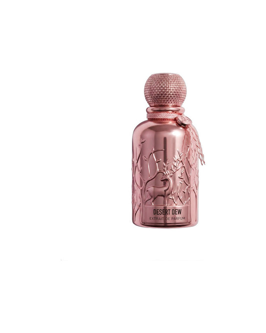 Flacone del profumo Auraa Desire Desert Dew Extrait de Parfum 100ml unisex su sfondo bianco