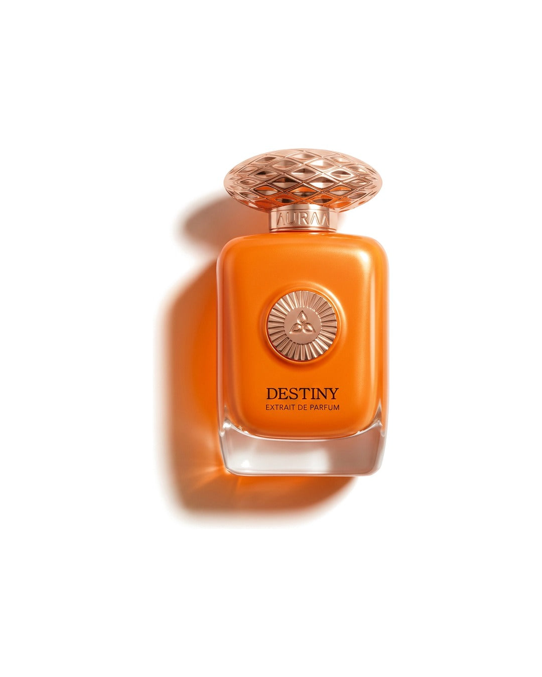 Flacone del profumo Auraa Desire Destiny Extrait de Parfum 100ml unisex su sfondo bianco