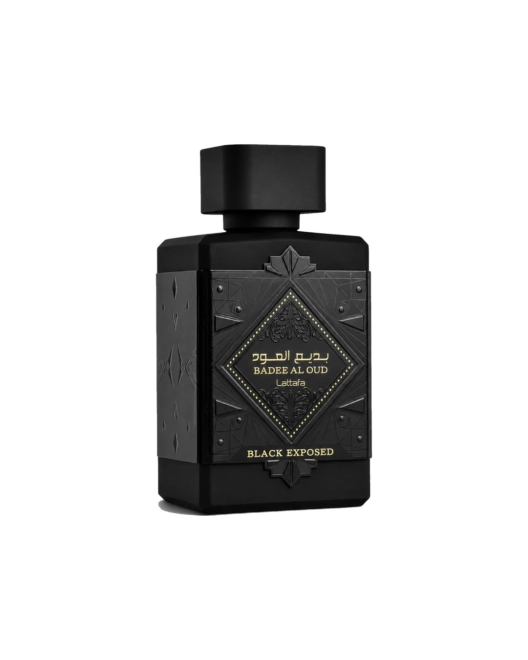 Lattafa Badee Al Oud Black Exposed eau de parfum unisex 100ml, flacone nero
