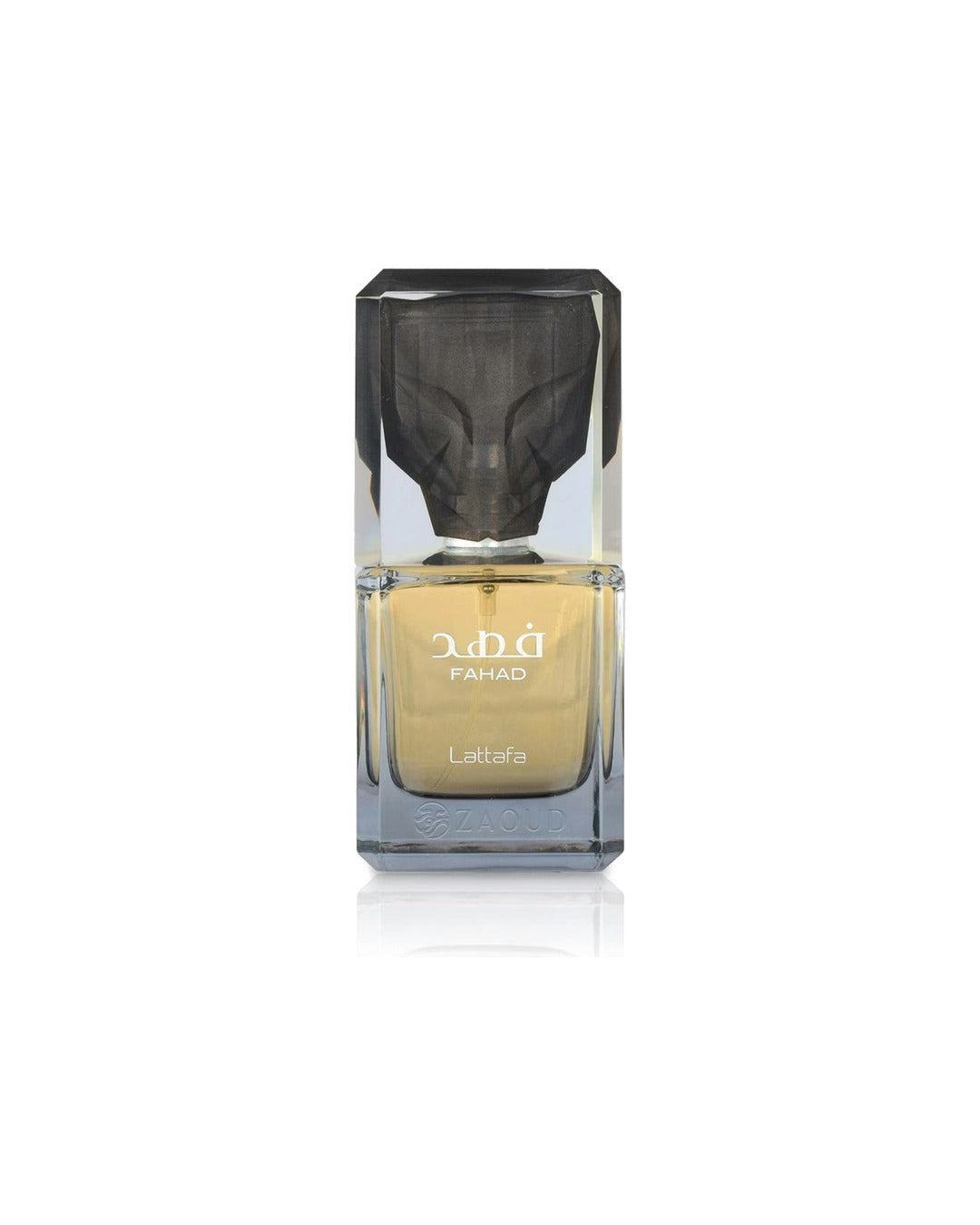Flacone del profumo Lattafa Fahad Eau de Parfum 80ml uomo su sfondo bianco