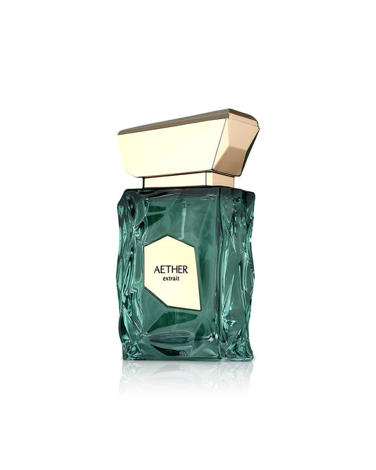 Flacone del profumo French Avenue Aether Extrait de Parfum 100ml uomo su sfondo bianco