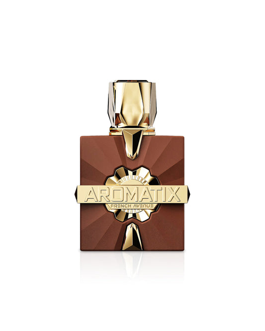 Flacone del profumo French Avenue Aromatix Royal Taboo Eau de Parfum 100ml unisex su sfondo bianco