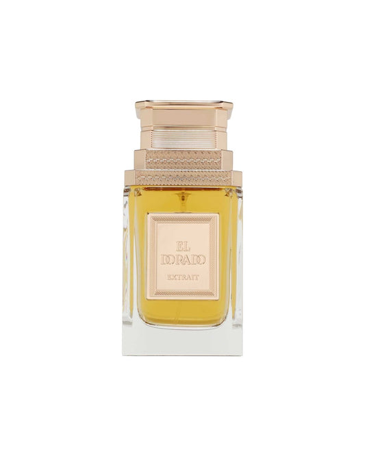 Flacone del profumo French Avenue El Dorado Extrait de Parfum 100ml unisex su sfondo bianco