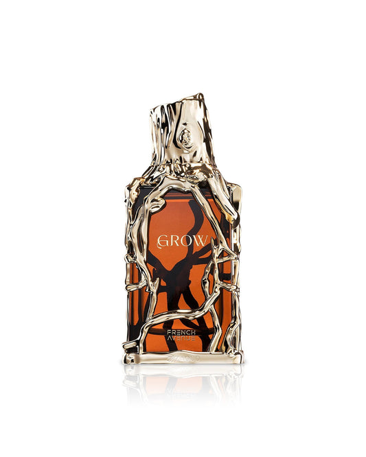 Flacone del profumo French Avenue Grow Eau de Parfum 100ml unisex su sfondo bianco