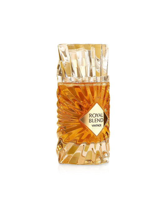Flacone del profumo French Avenue Royal Blend Vintage Eau de Parfum 100ml unisex su sfondo bianco