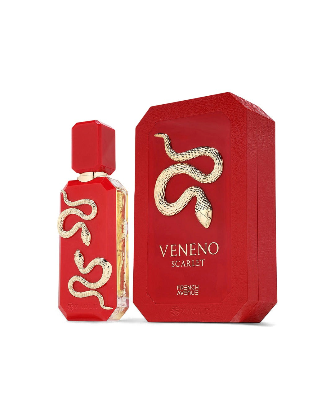 French Avenue Veneno Scarlet Eau de Parfum 100ml unisex con scatola originale su sfondo bianco