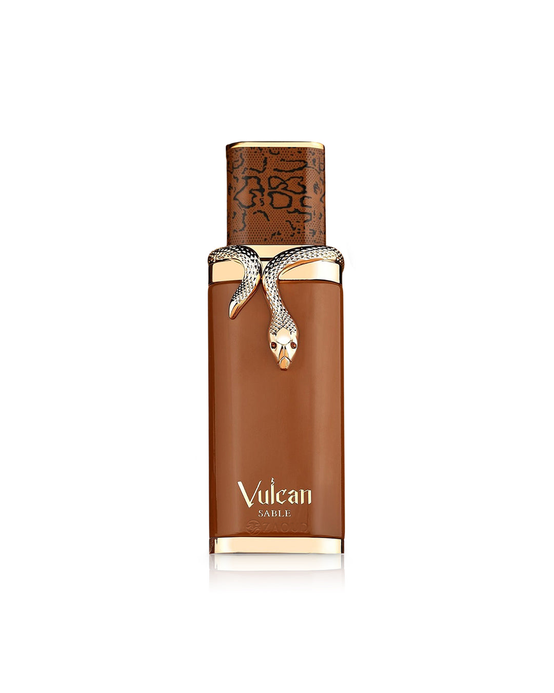 Flacone del profumo French Avenue Vulcan Sable Eau de Parfum 100ml unisex su sfondo bianco
