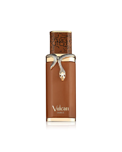 Flacone del profumo French Avenue Vulcan Sable Eau de Parfum 100ml unisex su sfondo bianco
