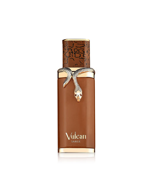 Flacone del profumo French Avenue Vulcan Sable Eau de Parfum 100ml unisex su sfondo bianco