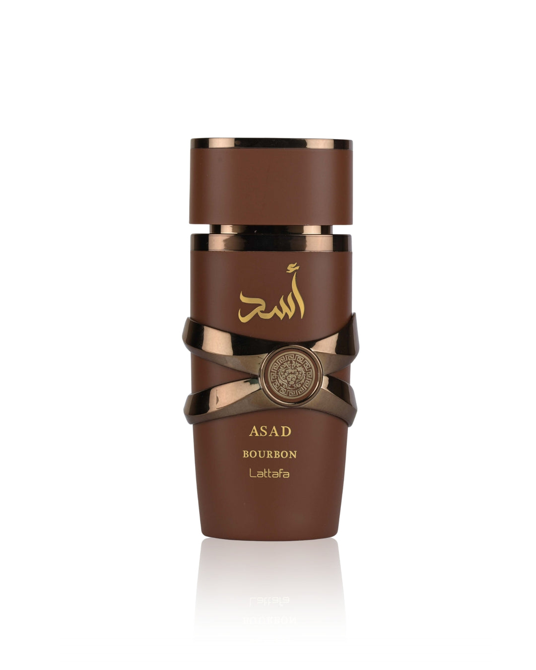 Flacone del profumo Lattafa Asad Bourbon Eau de Parfum 100ml uomo su sfondo bianco