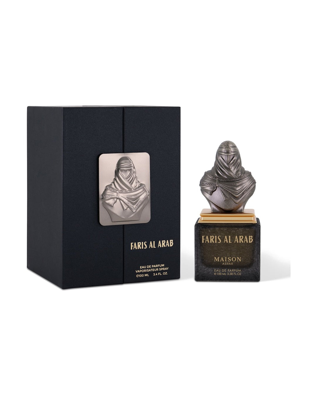 Maison Asrar Faris Al Arab Eau de Parfum 100ml uomo con scatola originale su sfondo bianco
