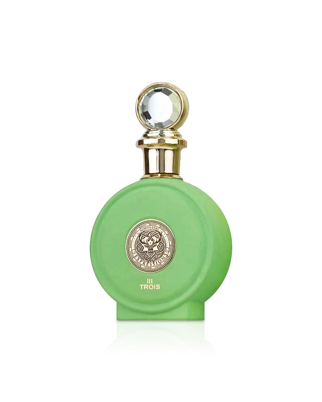 Flacone del profumo North Stag Expressions III Trois Extrait de Parfum 100ml unisex su sfondo bianco